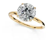 Solitaire Engagement Ring Setting for Round Cut Center with Plain Band, Open Basket and Prong Head in Yellow Gold