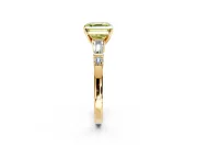 Bar-Set Engagement Ring Setting for Fancy Yellow Asscher Cut Center with Tapered Baguette Accents and Prong Head in Yellow Gold