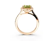 Milgrain Floral Halo Engagement Ring Setting for Fancy Yellow Asscher Cut Center with Pave Band and Prong Head in Rose Gold