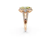 Halo Engagement Ring Setting for Fancy Yellow Marquise Center with Two-Strand Split Shank and Prong Head in Rose Gold
