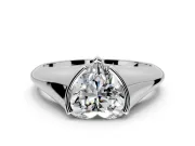 Tension Engagement Ring Setting for Heart-Shaped Center with Wide Tapered Band and Tension Head in White Gold