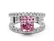 Solitaire Engagement Ring Setting for Fancy Pink Radiant Cut Center with Wide-Open Split Shank and Prong Head in Platinum