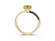 Solitaire Engagement Ring Setting for Fancy Yellow Round Cut Center with Large Accent Band and Prong Head in Yellow Gold