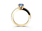 Solitaire Engagement Ring Setting for Fancy Blue Cushion Cut Center with Single Row Accent Band and Prong Head in Yellow Gold