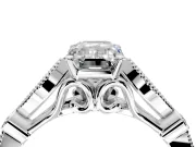 Solitaire Engagement Ring Setting for Emerald Cut Center with Marquise and Bezel Accents and Prong Head in Platinum