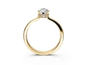 Hidden Halo Engagement Ring Setting for Pear-Shaped Center with Wide Flat Plain Band and Prong Head in Yellow Gold