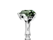Solitaire Engagement Ring Setting for Fancy Green Heart-Shaped Center with Bamboo Band and Prong Head in Sterling Silver