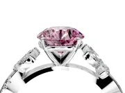 Floral Engagement Ring Setting for Fancy Pink Round Cut Center with Trailing Marquise Accents and Prong Head in White Gold