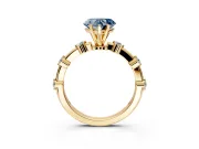 Solitaire Engagement Ring Setting for Fancy Blue Heart-Shaped Center with Bezel Station Band and Prong Head in Yellow Gold