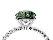 Solitaire Engagement Ring Setting for Fancy Green Round Cut Center with Plain Twisted Rope Band and Prong Head in Platinum