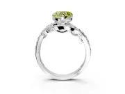 Solitaire Engagement Ring Setting for Fancy Yellow Heart-Shaped Center with Pave Bypass Twist Band and Prong Head in White Gold