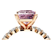 Solitaire Engagement Ring Setting for Fancy Pink Princess Cut Center with Alternating Size Accents and Prong Head in Rose Gold