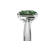 Solitaire Engagement Ring Setting for Fancy Green Radiant Cut Center with Reverse Tapered Band and Prong Head in Sterling Silver