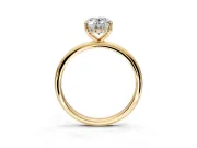 Hidden Halo Engagement Ring Setting for Oval Center with Thin Round-Wire Band and Prong Head in Yellow Gold