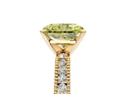 Solitaire Engagement Ring Setting for Fancy Yellow Radiant Cut Center with Milgrain-Edged Pave Band and Prong Head in Yellow Gold