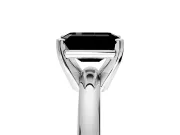 Solitaire Engagement Ring Setting for Fancy Black Emerald Cut Center with Wire Band and Prong Head in Sterling Silver