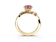 Solitaire Engagement Ring Setting for Fancy Pink Round Cut Center with Marquise Accent Twist Band and Prong Head in Yellow Gold