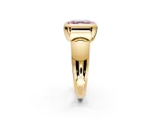 Solitaire Engagement Ring Setting for Fancy Pink Asscher Cut Center with Wide Band and Bezel Head in Yellow Gold