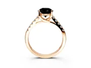Solitaire Engagement Ring Setting for Fancy Black Round Cut Center with Partway Pave Band and Prong Head in Rose Gold