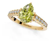 Solitaire Engagement Ring Setting for Fancy Yellow Pear-Shaped Center with Crossover Accents and Prong Head in Yellow Gold