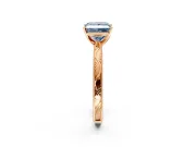 Solitaire Engagement Ring Setting for Fancy Blue Princess Cut Center with Engraved Milgrain Band and Prong Head in Rose Gold