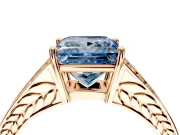 Split Shank Engagement Ring Setting for Fancy Blue Princess Cut Center with Pave Split Shank and Prong Head in Rose Gold