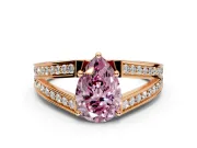 Split Shank Engagement Ring Setting for Fancy Pink Pear-Shaped Center with Pave Split Shank and Prong Head in Rose Gold