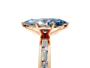 Solitaire Engagement Ring Setting for Fancy Blue Marquise Center with Channel Baguette Band and Prong Head in Rose Gold