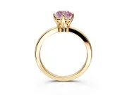 Solitaire Engagement Ring Setting for Fancy Pink Cushion Cut Center with Plain Band and Tulip Prong Head in Yellow Gold