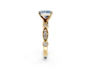 Solitaire Engagement Ring Setting for Fancy Blue Radiant Cut Center with Milgrain Bezel Accents and Prong Head in Yellow Gold