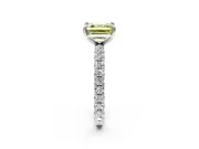 Solitaire Engagement Ring Setting for Fancy Yellow Asscher Cut Center with Shared-Prong Accents and Prong Head in Platinum