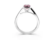 Solitaire Engagement Ring Setting for Fancy Pink Emerald Cut Center with Tapered Split Shoulders and Prong Head in Sterling Silver