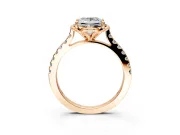 Floral Engagement Ring Setting for Princess Cut Center with Pave Band and Floral Prong Head in Rose Gold