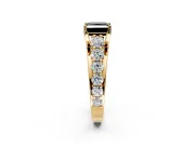 Solitaire Engagement Ring Setting for Fancy Black Princess Cut Center with Graduated Shared Prongs and Prong Head in Yellow Gold
