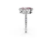 Accent Halo Engagement Ring Setting for Fancy Pink Marquise Center with Full-Length Pave Band and Prong Head in Platinum