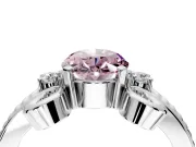 Solitaire Engagement Ring Setting for Fancy Pink Oval Center with Twisted Band and Scroll Prong Head in Platinum