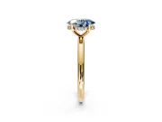 Hidden Halo Engagement Ring Setting for Fancy Blue Oval Center with Thin Round-Wire Band and Prong Head in Yellow Gold