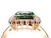 Starburst Halo Engagement Ring Setting for Fancy Green Asscher Cut Center with Flat Cathedral Band and Prong Head in Rose Gold