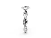 Solitaire Engagement Ring Setting for Oval Center with Pave and Plain Crossover and Basket Head in Platinum