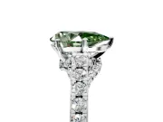 Solitaire Engagement Ring Setting for Fancy Green Pear-Shaped Center with Crossover Accents and Prong Head in Sterling Silver