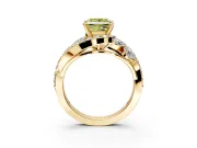 Halo Engagement Ring Setting for Fancy Yellow Princess Cut Center with Marquise and Pave Bypass Band and Prong Head in Yellow Gold