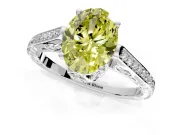 Cathedral Engagement Ring Setting for Fancy Yellow Oval Center with Antique-Style Pave Band and Prong Head in Sterling Silver