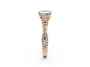 Solitaire Engagement Ring Setting for Princess Cut Center with Twisted Pave Split Shank and Prong Head in Rose Gold