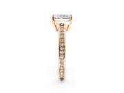 Solitaire Engagement Ring Setting for Radiant Cut Center with Channel-Set Accent Band and Prong Head in Rose Gold