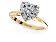 Solitaire Engagement Ring Setting for Heart-Shaped Center with Knife Ridge Band and Claw Prong Head in Yellow Gold