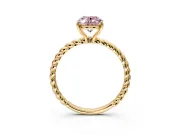 Solitaire Engagement Ring Setting for Fancy Pink Oval Center with Plain Twisted Rope Band and Prong Head in Yellow Gold