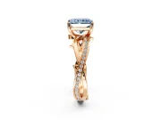 Solitaire Engagement Ring Setting for Fancy Blue Radiant Cut Center with Pave and Plain Crossover Band and Prong Head in Rose Gold