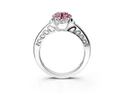Floral Engagement Ring Setting for Fancy Pink Round Cut Center with Four Accent Clusters and Prong Head in Platinum