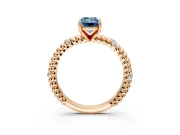 Rope Engagement Ring Setting for Fancy Blue Emerald Cut Center with Accent Shoulders and Prong Head in Rose Gold