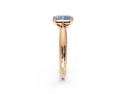 Solitaire Engagement Ring Setting for Fancy Blue Radiant Cut Center with Reverse Tapered Band and Prong Head in Rose Gold